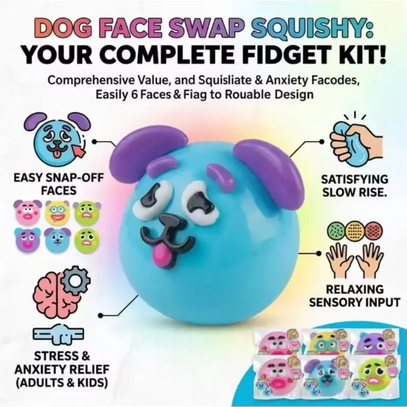 Smushers Dog Face Swap Slow Rise Squeeze Toy
